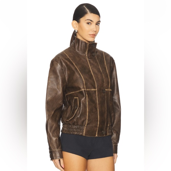 All The Ways Bella Faux Leather Bomber Jacket - Picture 3 of 5